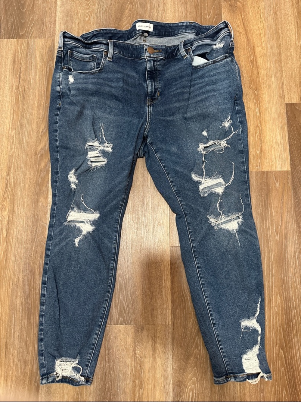 Lane Bryant Dark Wash Ripped Skinny Jeans